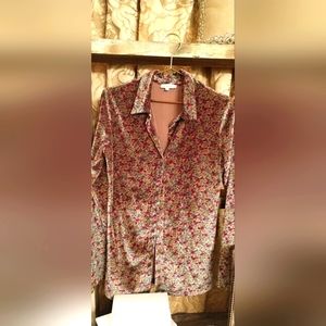 Velvet feel button up shirt